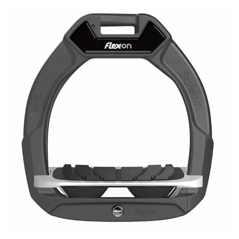 Flex-On Safe-On Junior Inclined Grip Stirrups - Dark Grey/Grey/Black